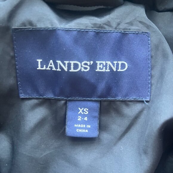 Lands End Coat Womens XS Down Puffer Mid Length Long Black Pockets - Picture 6 of 8